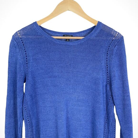 Talbots Womens Blue 3/4 Sleeve Linen Sweater Size Large Petite Casual Office - Picture 3 of 11
